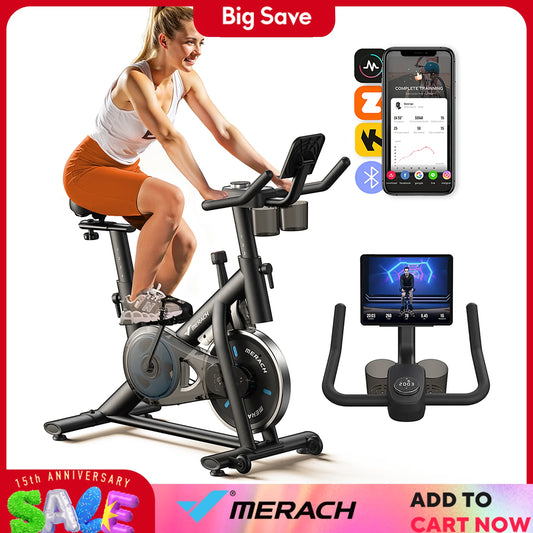 MERACH Exercise Bike Low Noise Indoor Cycling Tablet Mount