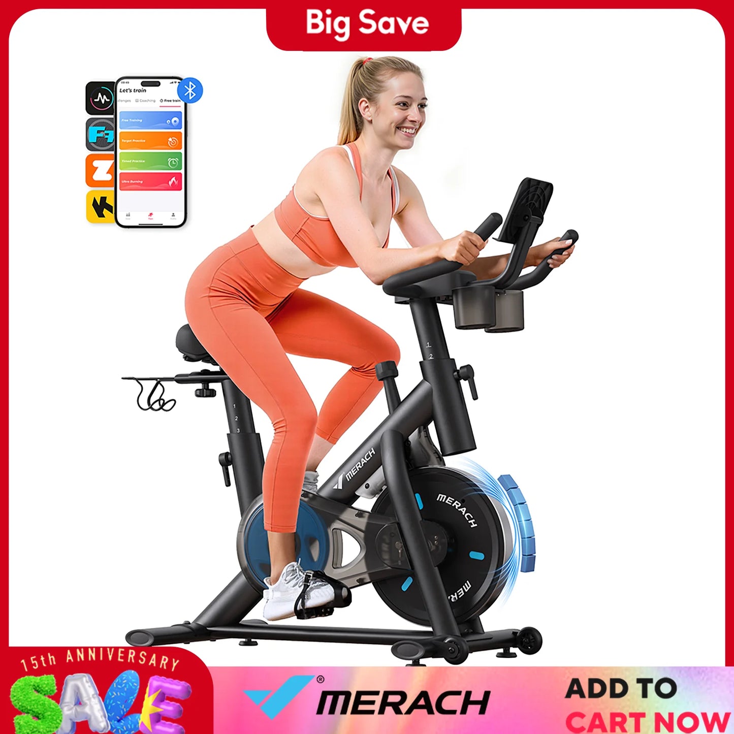 Merach Magnetic Indoor Bike With App Bluetooth Low Noise