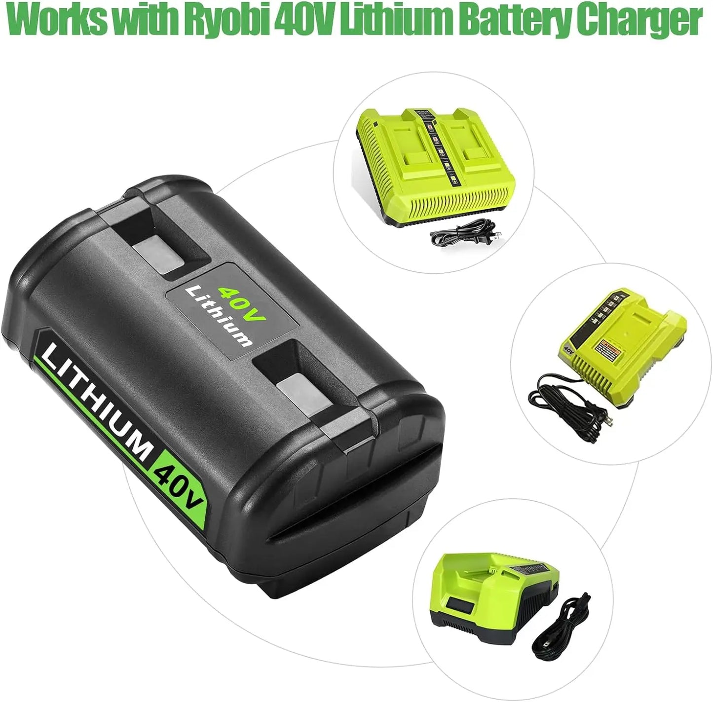 JYJZPB 40V Ryobi Battery 6Ah Premium For OP40401 OP4050A