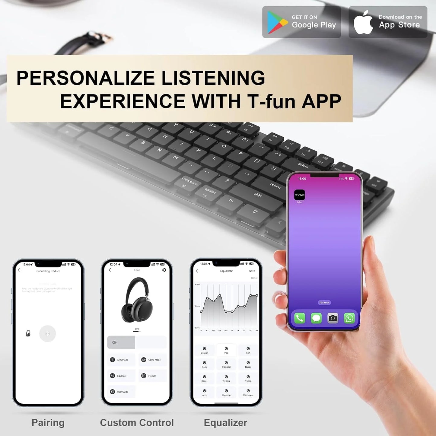 T-fun NC45 Bluetooth Active Noise Cancelling Headphones