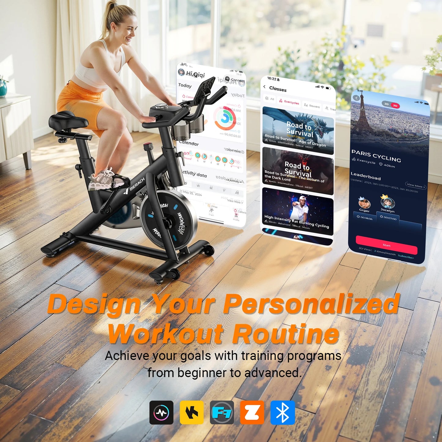 MERACH Exercise Bike Low Noise Indoor Cycling Tablet Mount