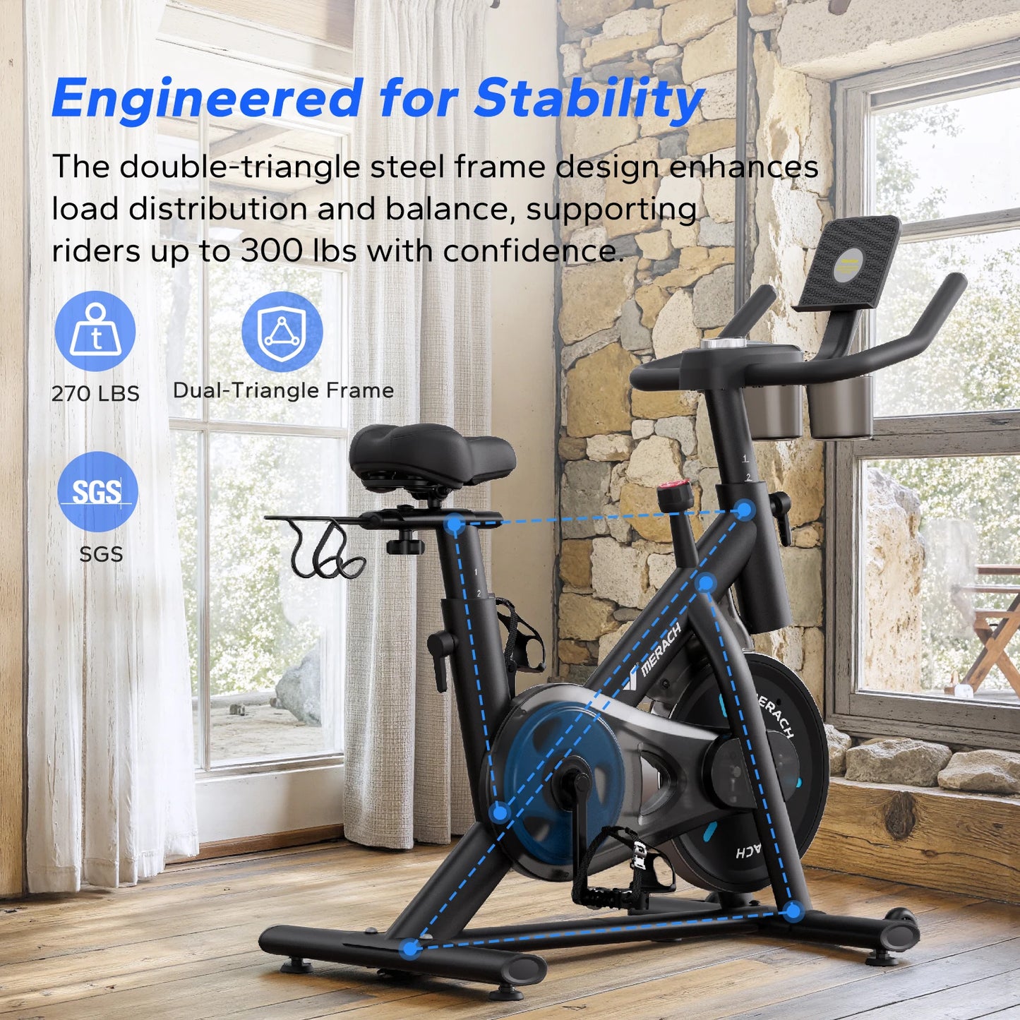 Merach Magnetic Indoor Bike With App Bluetooth Low Noise