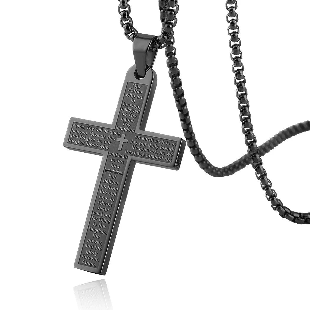 Stainless Steel Cross Pendant Necklace Unisex Jesus Christ Design
