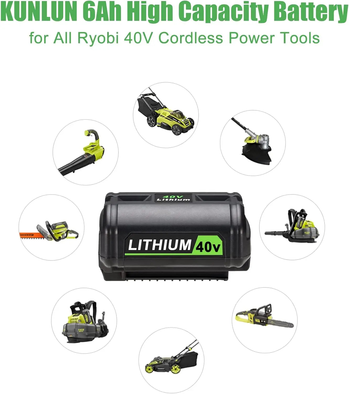 JYJZPB 40V Ryobi Battery 6Ah Premium For OP40401 OP4050A
