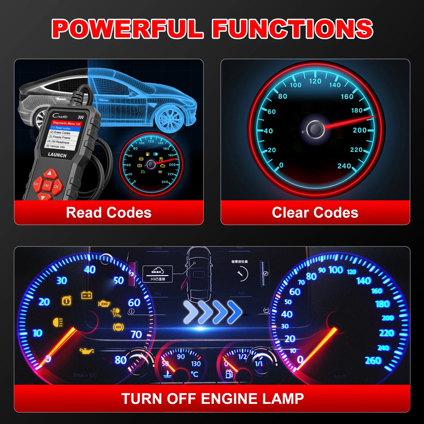 LAUNCH X431 CR300 OBD2 Scanner Code Reader Diagnostic Tool