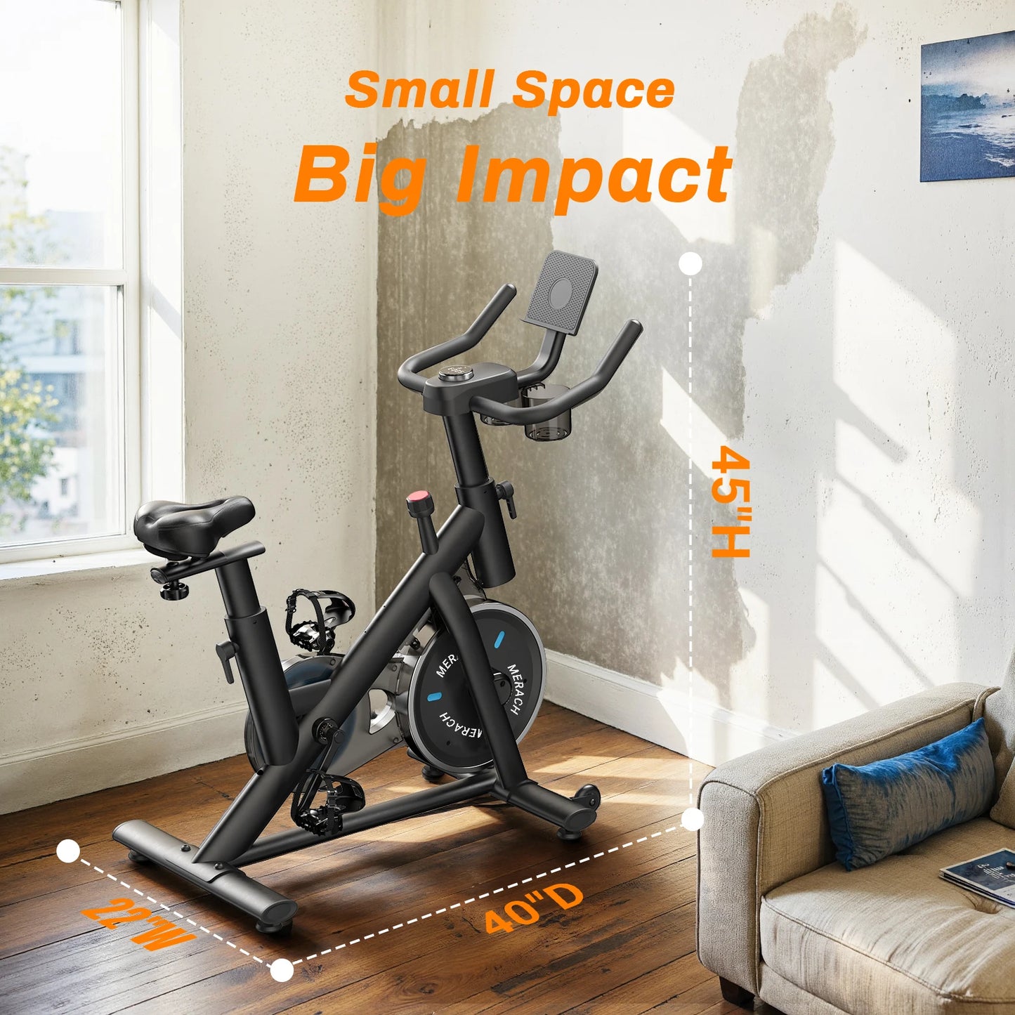 MERACH Exercise Bike Low Noise Tablet Mount 300 Lb Capacity