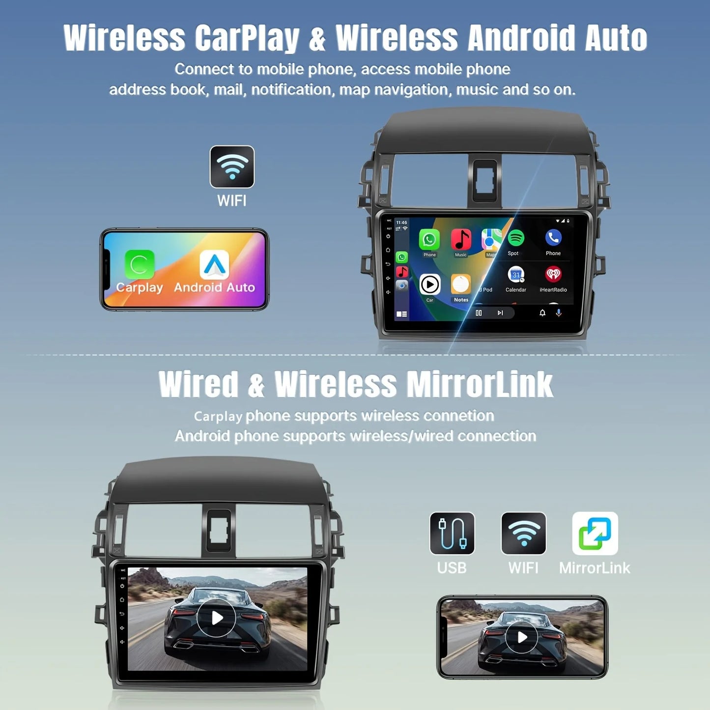 Naifay Wireless Car Stereo With CarPlay Android Auto