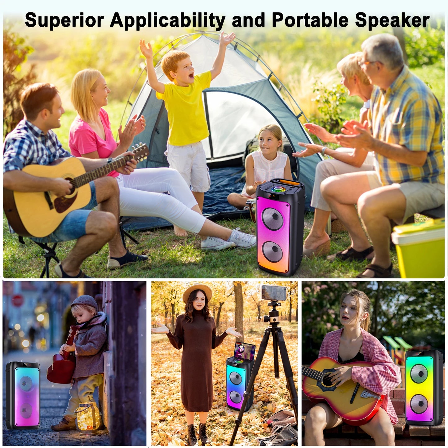 FanFun Wireless Bluetooth Karaoke Speaker With LED Lights