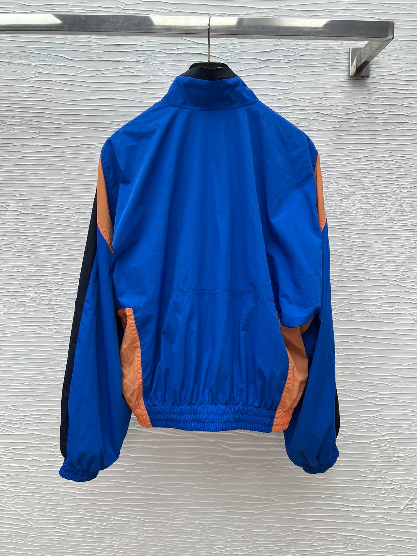 Retro Patchwork Women Jacket Stand Collar Zippered Outerwear
