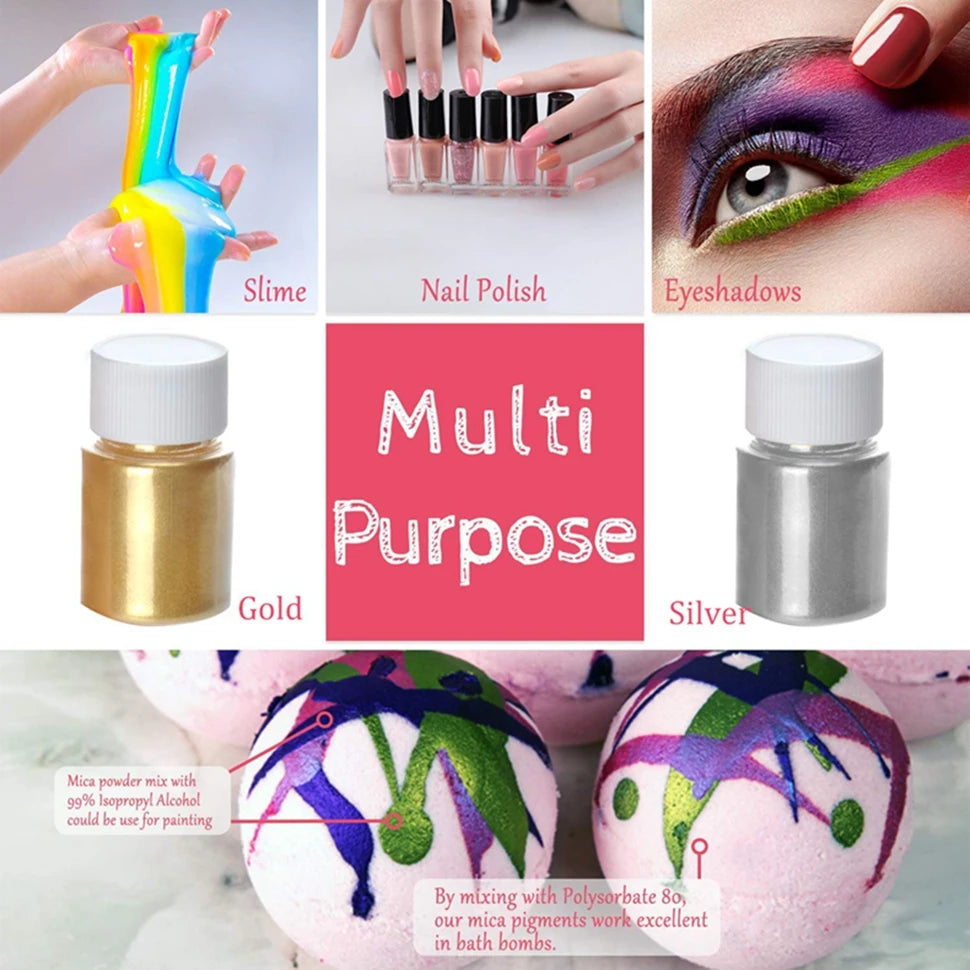 Biutee Mica Pigment Lip Gloss Set For Nail Art Makeup