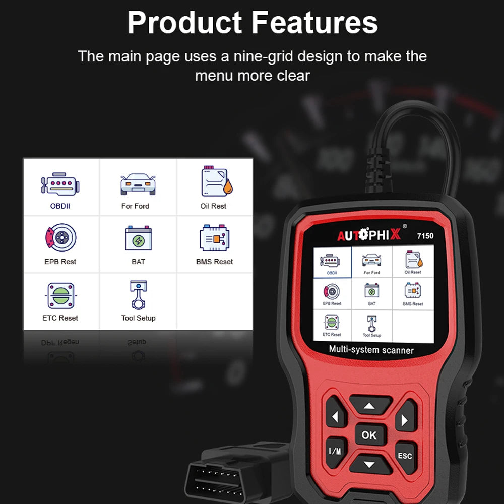 Autophix 7150 OBD2 Automotive Scanner Code Reader EPB TPMS
