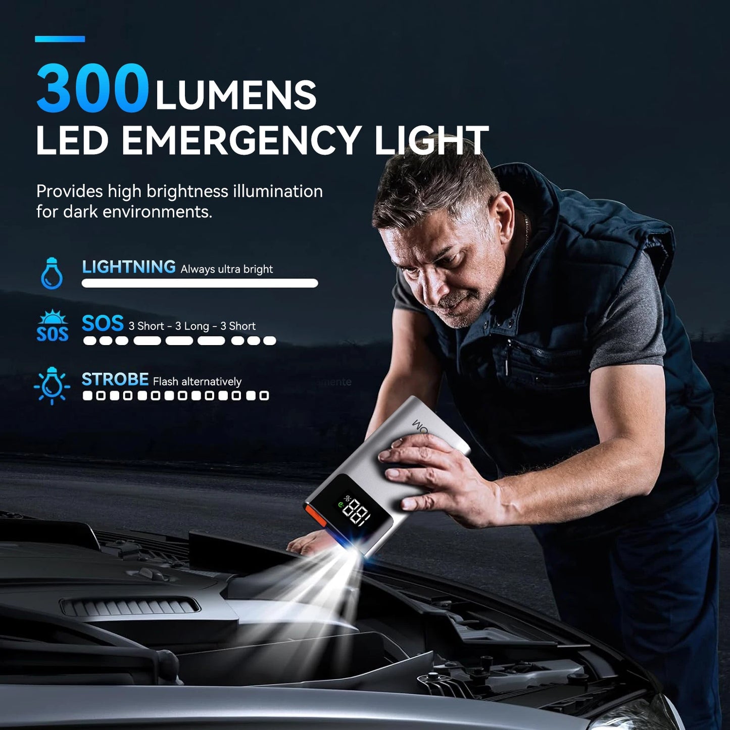 BiUBLE 3 In 1 Portable Car Jump Starter 4000A Power