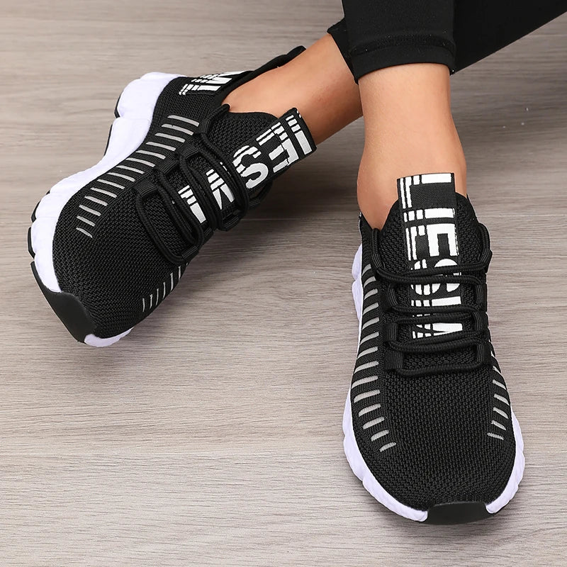 Azgb Women Platform Sports Shoes Breathable Lace Up Casual Sneakers