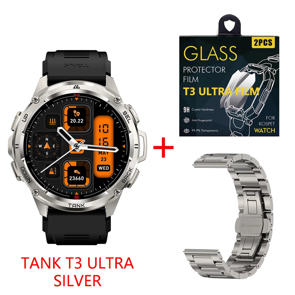 KOSPET Tank T3 Ultra GPS Smart Watch Men AMOLED AOD