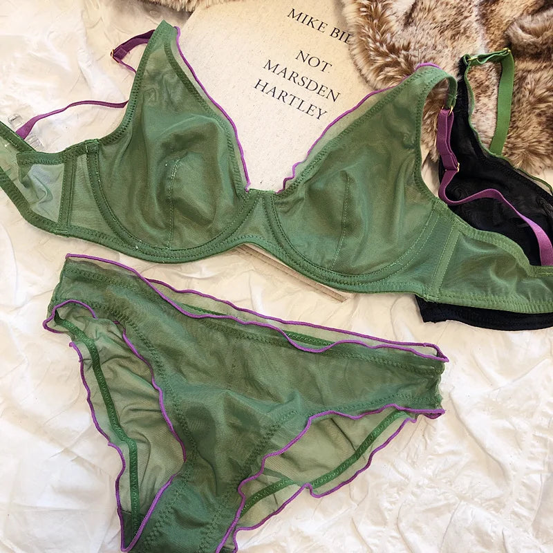 Moyiusu Minimiser Underwire Bra Set With Mesh Lace
