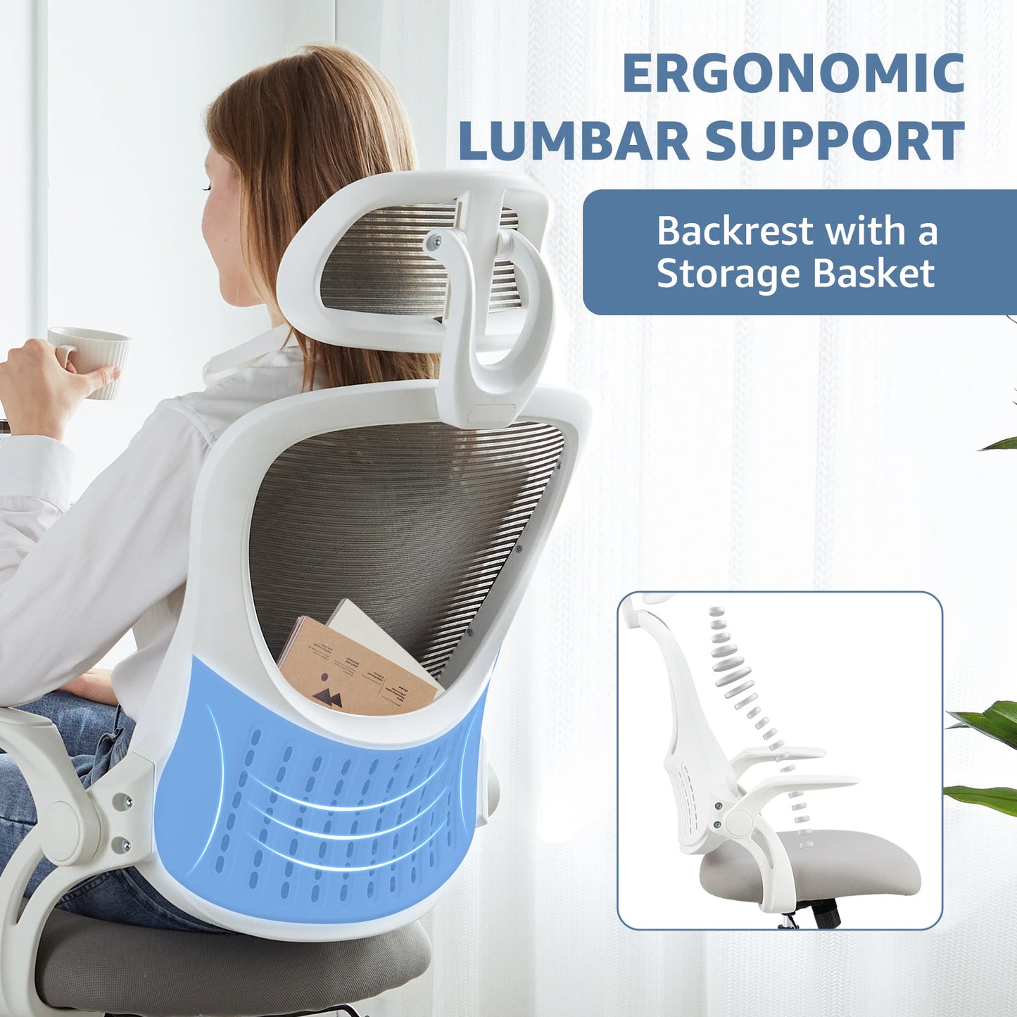 JHKErgonomics Mesh Ergonomic Chair With Adjustable Height