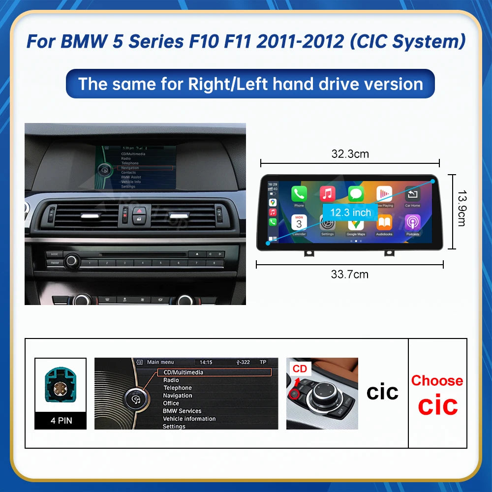 Road Top Linux Display Multimedia Player for BMW With CarPlay Touchscreen