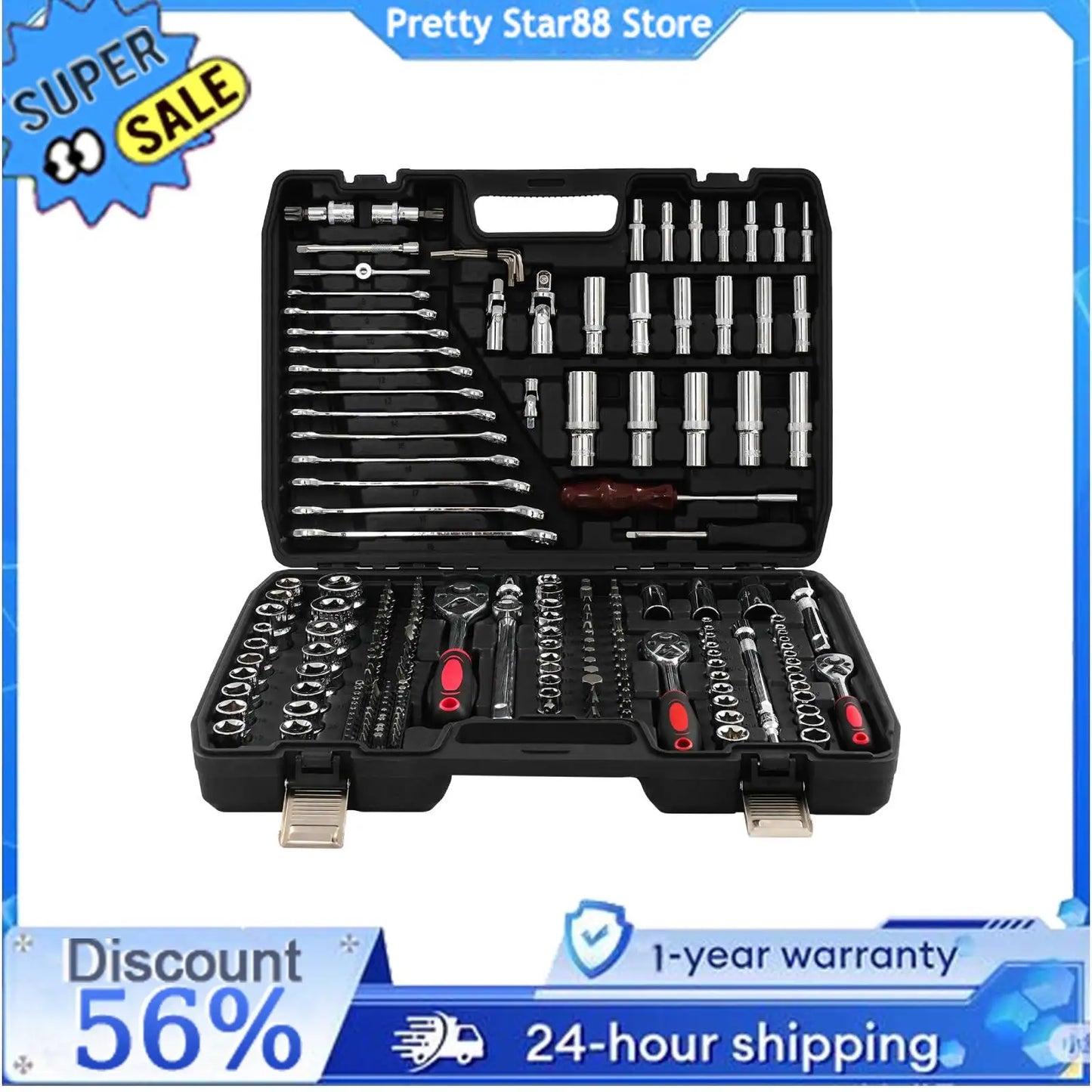 DIY Supplies Handworking 216 Pc Socket Ratchet Wrench Set