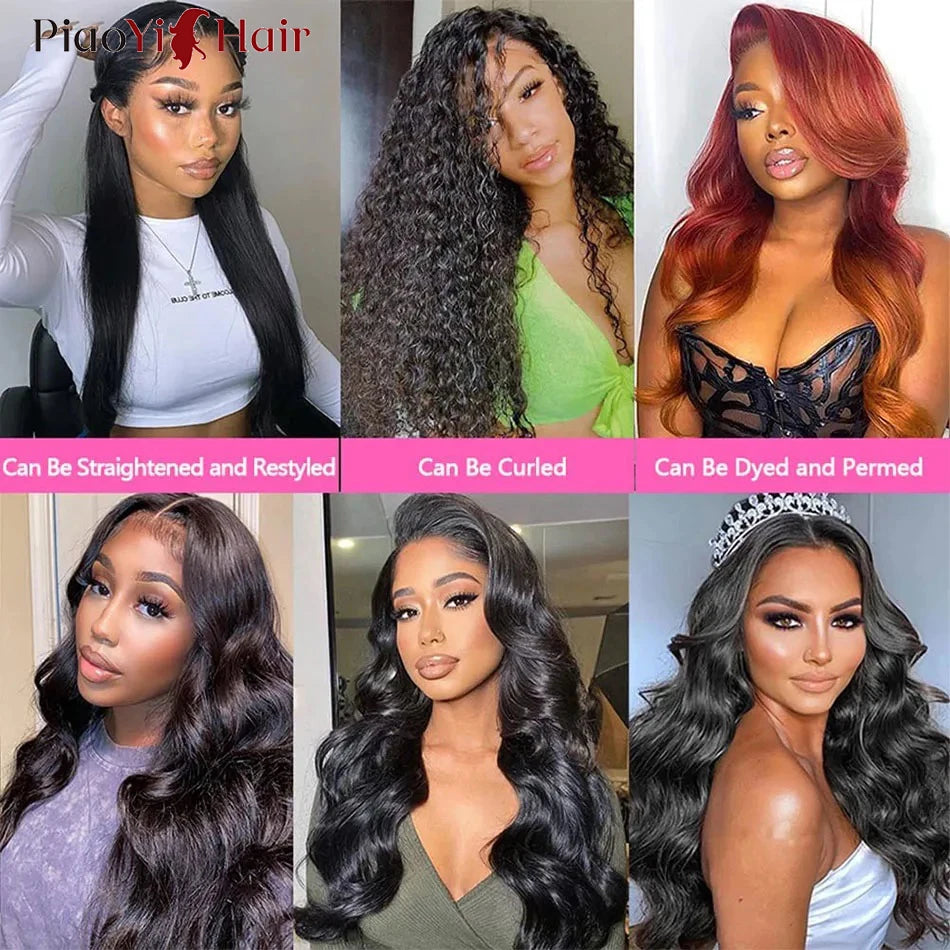 Piaoyi Body Wave 100 Percent Human Hair Bundles With Closures Remy Brazilian