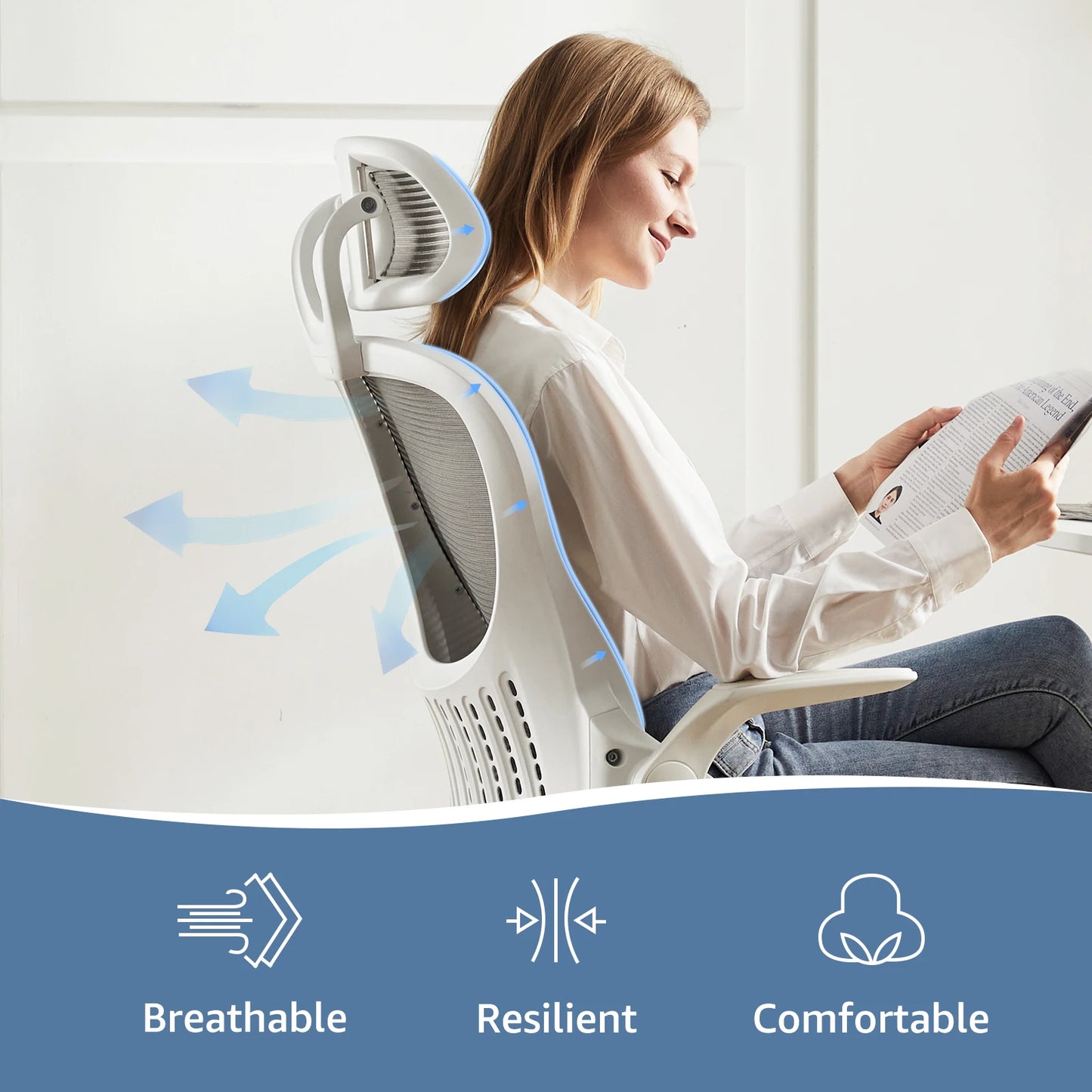 JHKErgonomics Mesh Ergonomic Chair With Adjustable Height