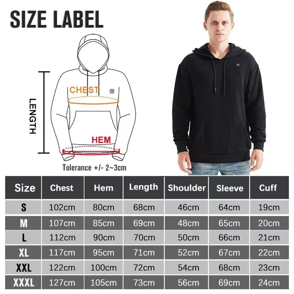 Unisex USB Heated Hoodie With 3 Heat Levels Outdoors