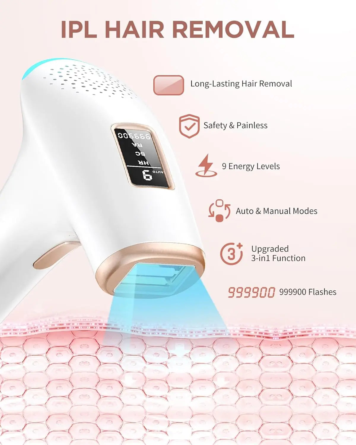 999900 Flashes IPL Hair Removal Safe Permanent Painless Epilator Face Body Arms Leg Whole Body Treament For Men Women Home Use