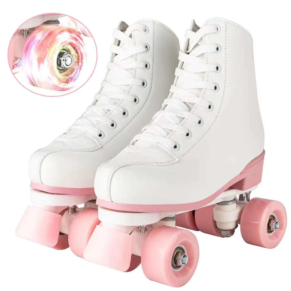 YYW Kids Double Row Roller Skates Quad Wheels Flashing