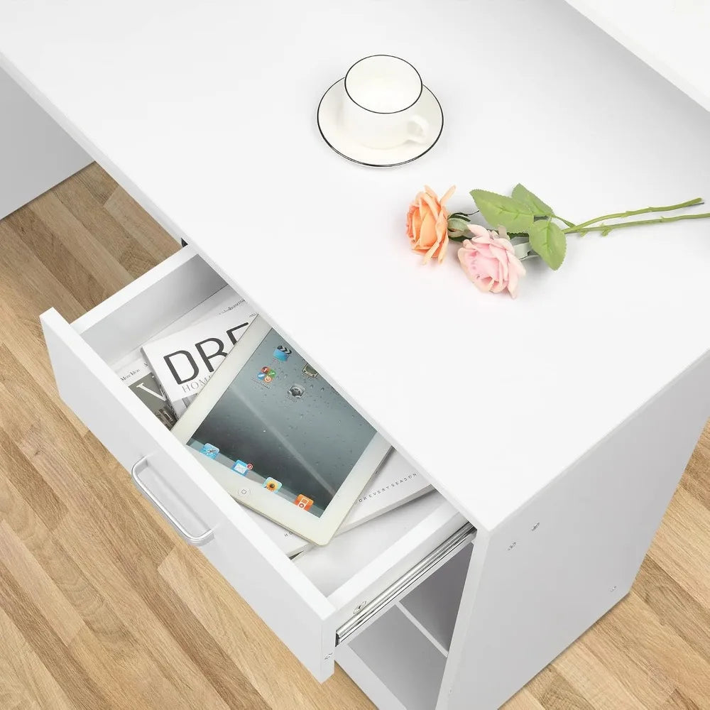 Wooden Laptop Desk With Drawer And Keyboard Tray Office