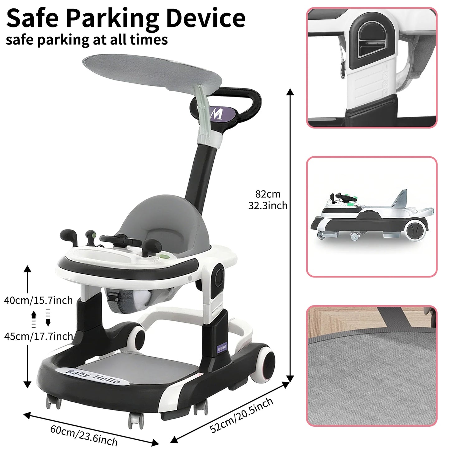 Multifunctional Baby Walker With Sunshade And Anti Rollover Stroller