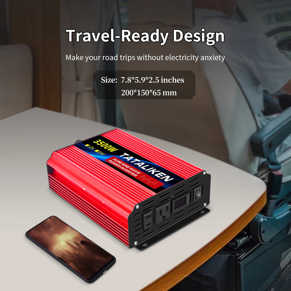 TATALIKEN US Socket 12V To 110V Pure Sine Wave Inverter
