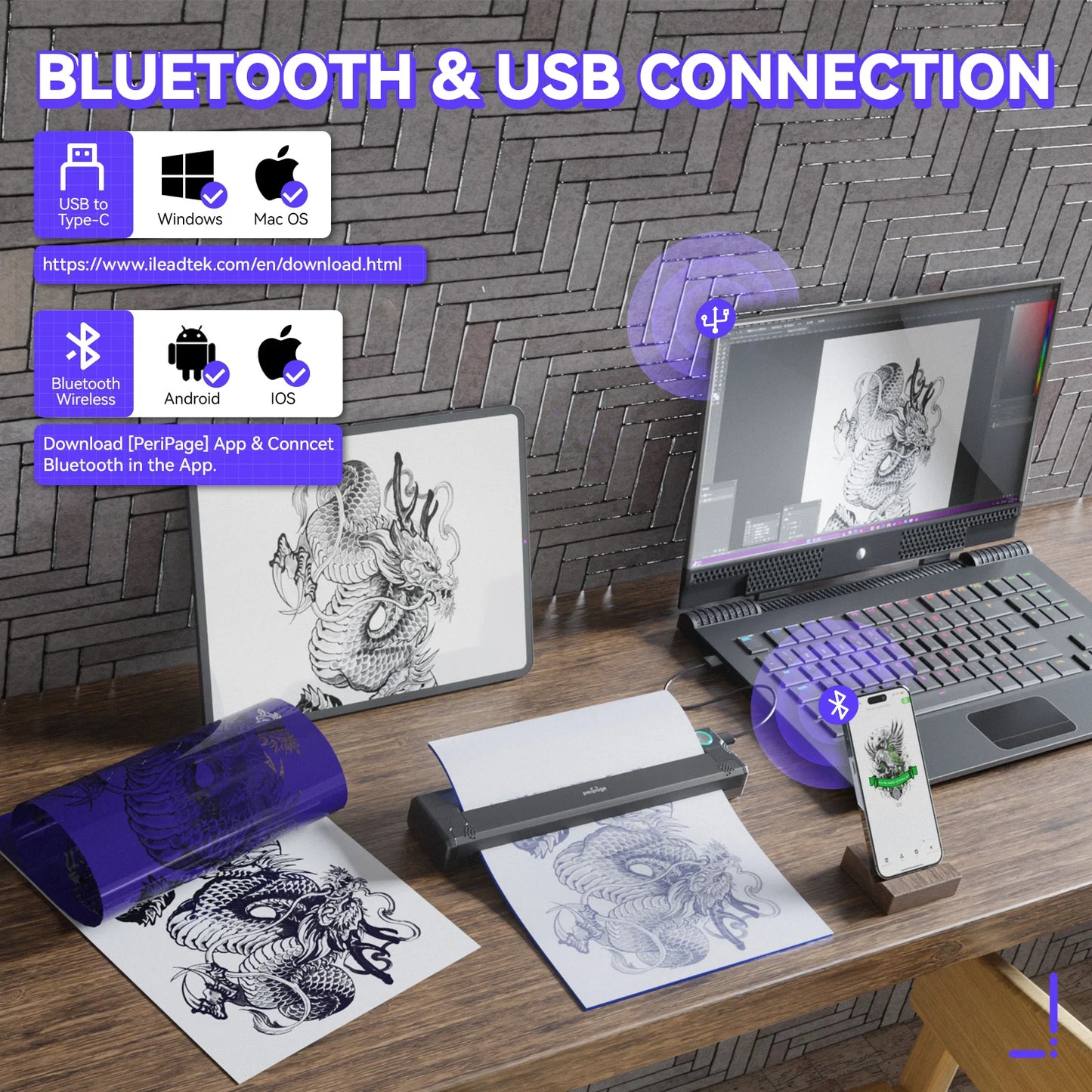 PeriPage P90 Wireless Tattoo Transfer Printer Free Paper
