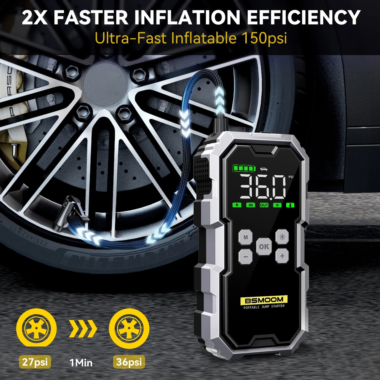 BIUBLE 7000A Car Jump Starter And Air Compressor Power Bank