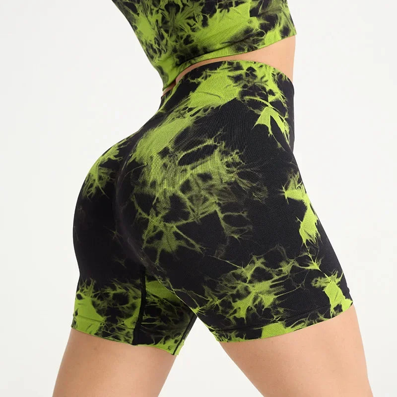 Zhejiang Yoga Tie Dye High Waisted Women Shorts Fitness
