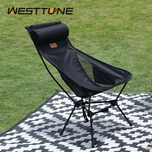 WestTune Outdoor Folding Chair With Headrest Storage Bag
