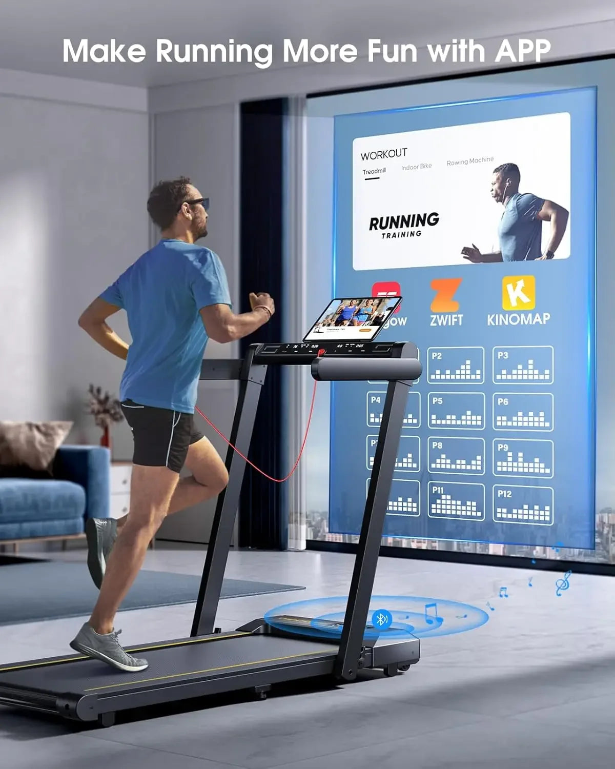 Walking Pad Treadmill with 12% Incline, 4 in 1 Folding Treadmill for Home/Office with Handle Bar, 2.5HP Under Desk Treadmills