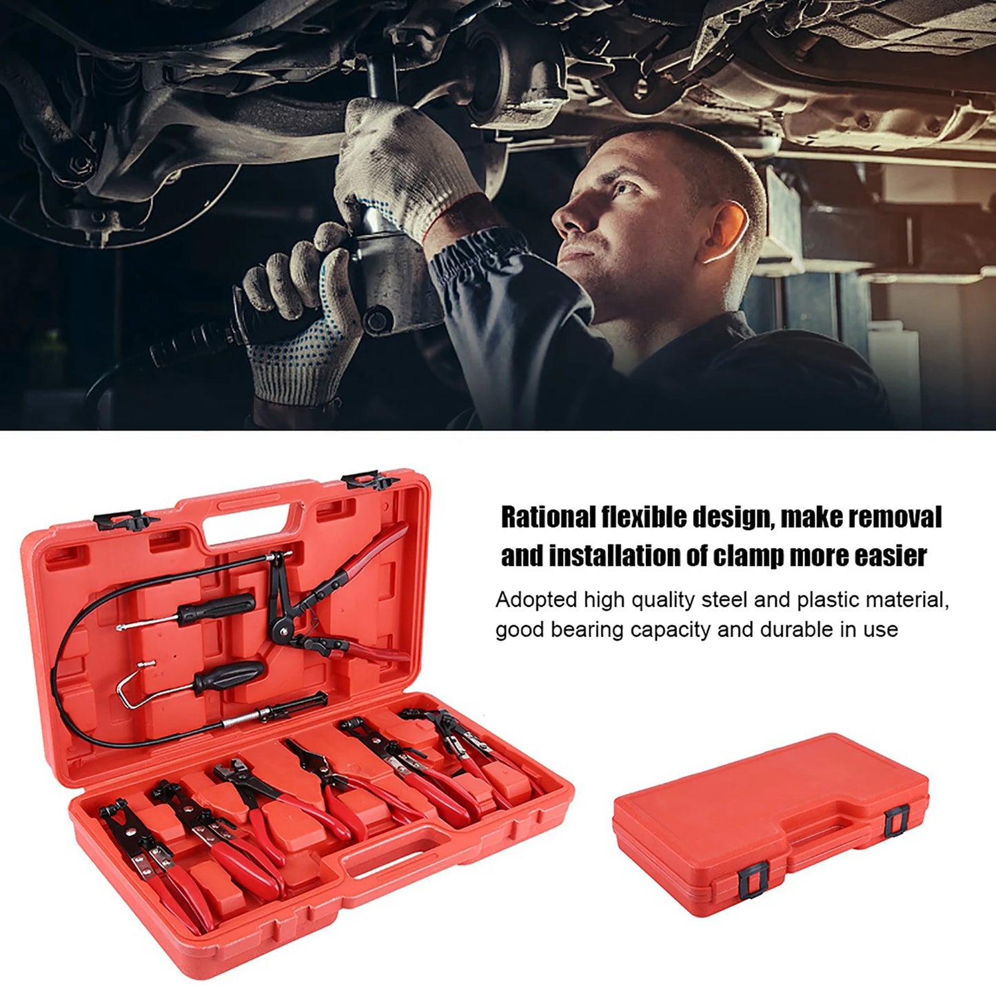 HWZBBEN Swivel Jaw Hose Clamp Plier Set Flexible Tools
