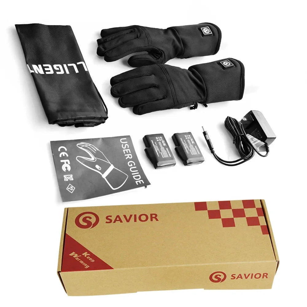 Snow Deercn Winter Heated Goatskin Leather Gloves Waterproof