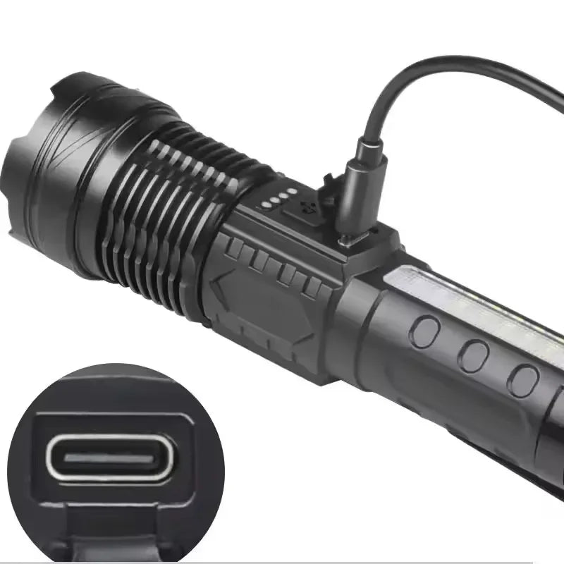 XHP70 LED Torch 18650 Waterproof Side Light Zoom 7 Modes