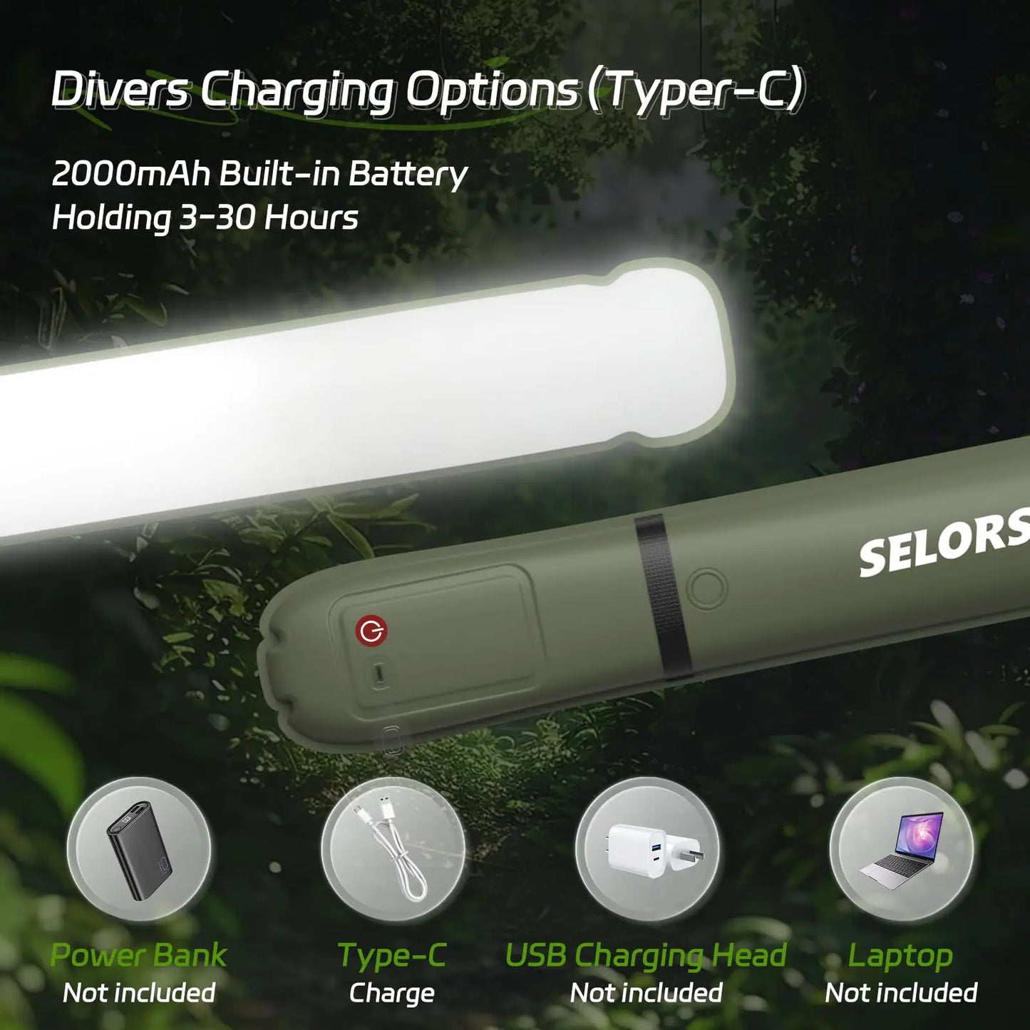 Rechargeable Portable Camping Light Waterproof Tent Lamp Spotlight