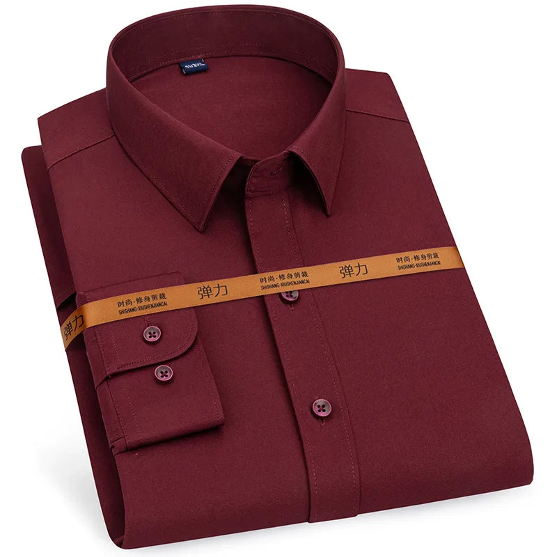 Men's Slim Fit Breathable Dress Shirt Long Sleeve Business Casual