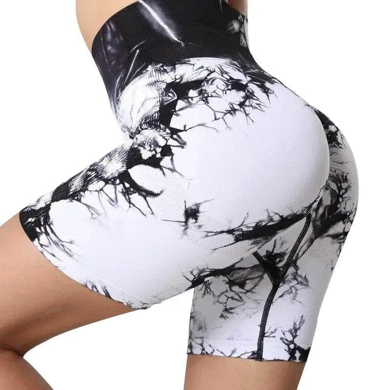 Zhejiang Yoga Tie Dye High Waisted Women Shorts Fitness