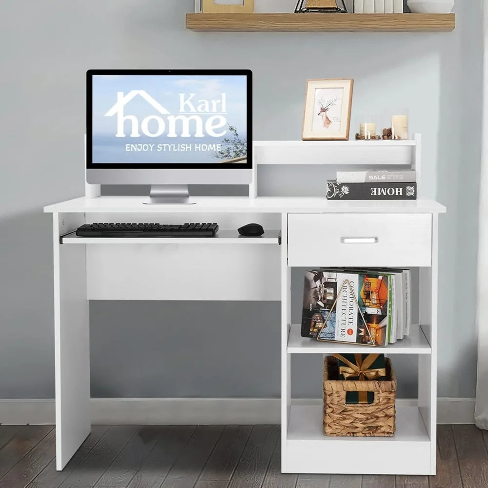 Wooden Laptop Desk With Drawer And Keyboard Tray Office