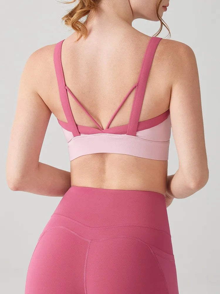 Women Open Back Sports Bra Yoga Fitness Top For Gym
