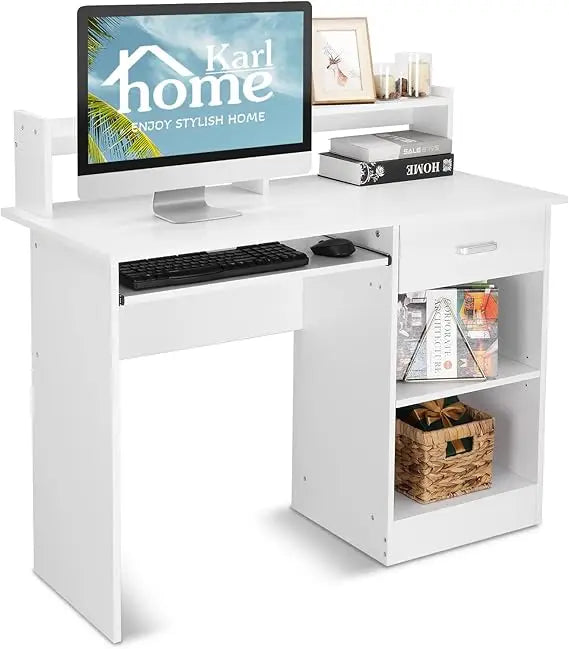 Wooden Laptop Desk With Drawer And Keyboard Tray Office