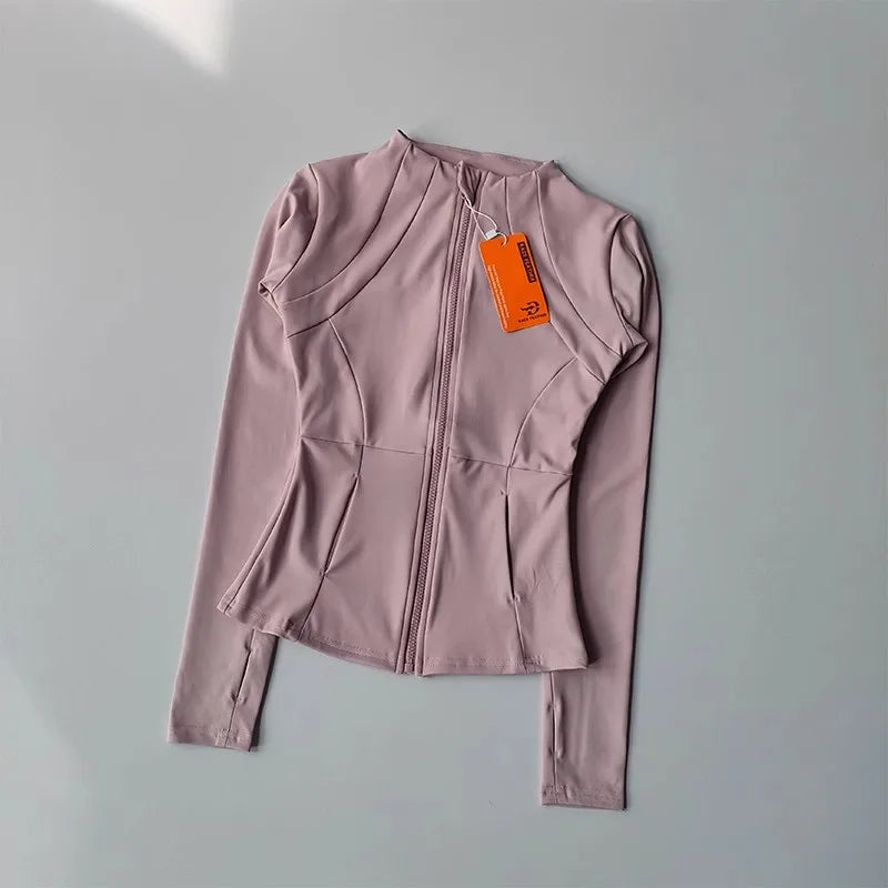 Women's yoga fitness jacket, slim fit professional quick drying jacket, running slimming sports long sleeved yoga suit top