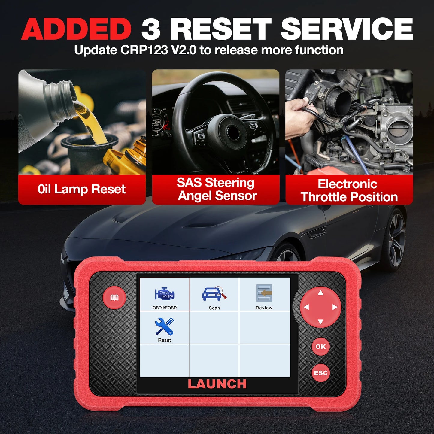 Launch CRP123 OBD2 Scanner ABS SRS SAS Oil ETS Resets