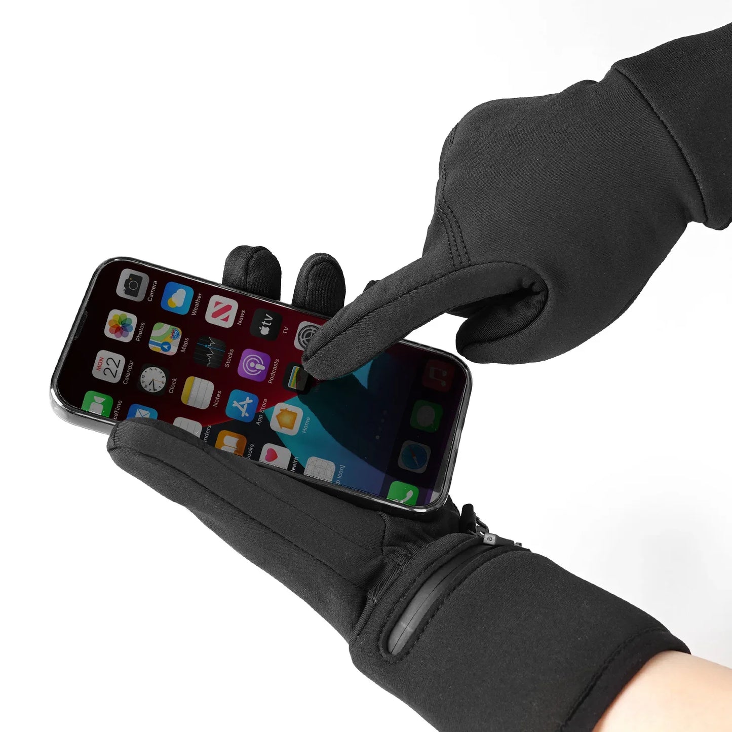 Snow Deercn Winter Heated Goatskin Leather Gloves Waterproof