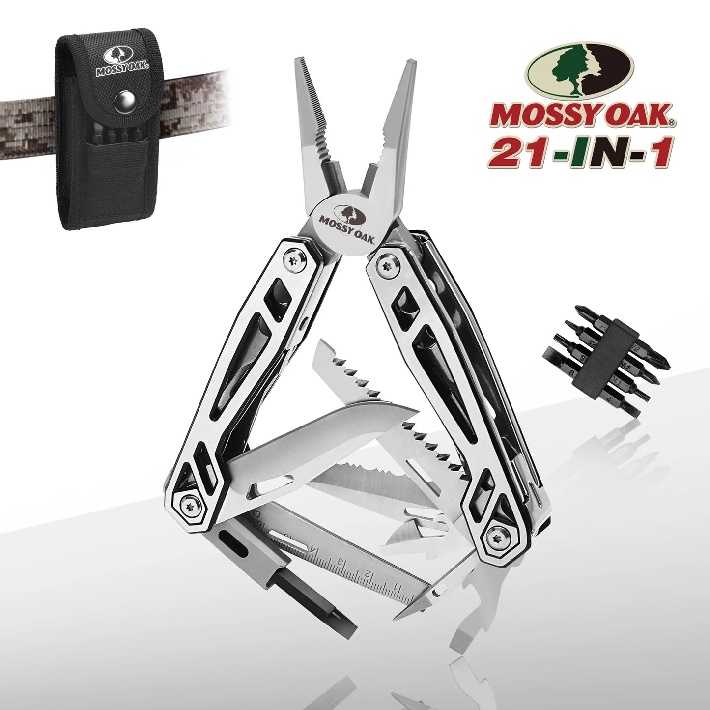 Mossy Oak 21 In 1 Multi Function Pliers Knife With Sheath