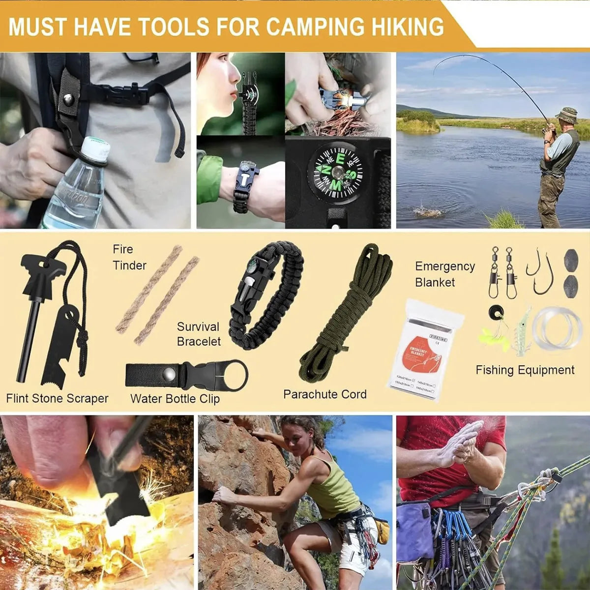 Outdoor Camping Survival Kit First Aid Emergency Tool Set
