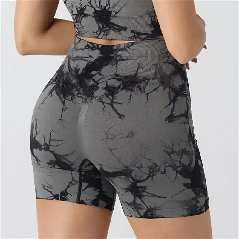 Zhejiang Yoga Tie Dye High Waisted Women Shorts Fitness